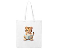 Gpkgsigt Little tiger is reading seriously Printing Woman Canvas Tote Bag Strong and durable for traveling, shopping, Daily One Size