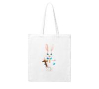 Gpkgsigt Little white rabbit holding a cross Printing Woman Canvas Tote Bag Strong and durable for traveling, shopping, Daily One Size