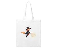 Gpkgsigt Little witch riding a broom in the sky Printing Woman Canvas Tote Bag Strong and durable for traveling, shopping, Daily One Size