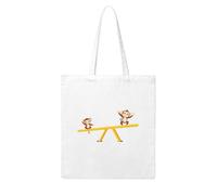 Gpkgsigt Monkey brothers playing on seesaw Printing Woman Canvas Tote Bag Strong and durable for traveling, shopping, Daily One Size
