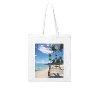 Gpkgsigt Paradise Beach Palm Trees Printing Woman Canvas Tote Bag Strong and durable for traveling, shopping, Daily One Size