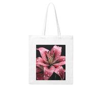 Gpkgsigt Polka Dot Pink Flower Printing Woman Canvas Tote Bag Strong and durable for traveling, shopping, Daily One Size