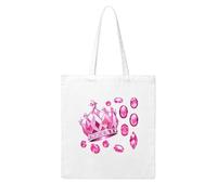 Gpkgsigt Shining pink gemstones set in the crown Printing Woman Canvas Tote Bag Strong and durable for traveling, shopping, Daily One Size