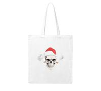 Gpkgsigt Skull wearing Santa hat smoking Printing Woman Canvas Tote Bag Strong and durable for traveling, shopping, Daily One Size