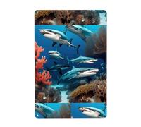 Gpkgsigt Submarine shark coral Printing Tin decorative painting 8x12in Made of tinplate, wear-resistant and durable
