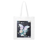 Gpkgsigt White Butterfly Printing Woman Canvas Tote Bag Strong and durable for traveling, shopping, Daily One Size