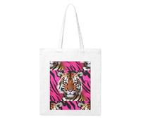 Gpkgsigt Zebra Tiger Leopard pink Printing Woman Canvas Tote Bag Strong and durable for traveling, shopping, Daily One Size