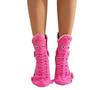 GPLOPEEY 1 Pair Halloween Novelty Socks Funky Cartoon Knit Animal Socks Unisex Hand Knitted Wide Mouth Crew Socks for Christmas (04 Pink Crocodile, ONE SIZE)