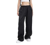 GPLOPEEY Women Loose Cargo Pants Drawstring Wide Leg Parachute Trousers with Pockets Casual Track Pants Y2k Streetwear (01 Black, M)