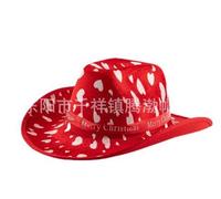 GPLOPEEY Womens Cowboy Hat Fluffy Feather Brim Cowgirl Hat for Costume Party, Holiday, Halloween Cosplay (29 Christmas Peach Red, One Size)