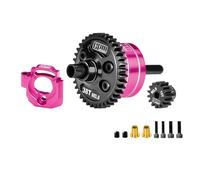 GPM 20CrMnTi Steel + Aluminium 7075 Alloy Complete Center Differential 38T 0.8 Mod & Motor Plate & Pinion Gear 15T For Arrma 1/16 Mini Kraton 3S Speed Truck Upgrades - Pink