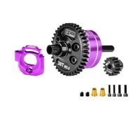 GPM 20CrMnTi Steel + Aluminium 7075 Alloy Complete Center Differential 38T 0.8 Mod & Motor Plate & Pinion Gear 15T For Arrma 1/16 Mini Kraton 3S Speed Truck Upgrades - Purple