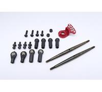 GPM Tamiya DT-03 Spring Steel Modified Anti-Thread Steering Tie Rod With Servo Saver (P3) - 1 Set Red