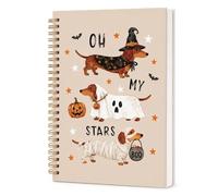 GPMZTJQF Dachshund Ghost Halloween Spiral Notebook, Funny Journal for Women | Wizard Wiener Dog, Cute Whimsical Dachshund Lover Journal for Dog Moms Kid, Halloween Birthday Gift, College Ruled 5.5x8.3 in