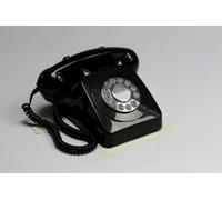 GPO 746 Push-Button 1970s-style Retro Landline Phone - Curly Cord Authentic Bell Ring - Black
