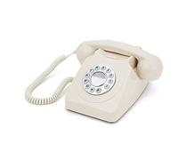GPO 746 Push-Button 1970s-style Retro Landline Phone - Curly Cord Authentic Bell Ring - Ivory