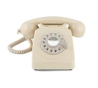 GPO 746 Rotary 1970s-Style Retro Landline Telephone, Classic Telephone with Ringer On/Off Switch, Curly Cord, Authentic Bell Ring for Home, Hotels- Ivory