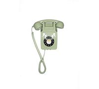 GPO 746 Wall-Mounted Push-Button Retro Landline Phone, Vintage Landline Telephone for Home, Office, Retro Phones with Authentic Bell Ring and Curly Cord, Green