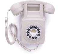 GPO 746 Wall-Mounted Push-Button Telephone - Retro Landline Phone, Curly Cord,