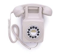 GPO 746 Wall-Mounted Push-Button Telephone - Retro Landline Phone, Curly Cord, Authentic Bell Ring - Ivory
