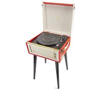 GPO Bermuda Retro Record Player with Removable Legs, Bluetooth Turntable with Built-in Speaker, MP3, USB, Vinyl Player Compatible with External Speakers, Red