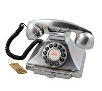 GPO Carrington Classic Retro Push-Button Phone with Pull-Out Tray, Traditional Bell RingTone, Ringer On/Off for Home, Office, Hotels- Chrome