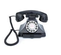 GPO Carrington Classic Retro Push-Button Phone with Pull-Out Tray, Traditional Bell RingTone, Ringer On/Off for Home, Office, Hotels- Black