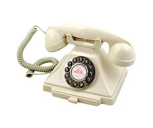 GPO Carrington Classic Retro Push-Button Phone with Pull-Out Tray, Traditional Bell RingTone, Ringer On/Off for Home, Office, Hotels- Ivory