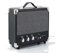 GPO Westwood Retro Bluetooth Speakers, 25 Watt Portable Speaker with Subwoofer, RCA input, Retro Grille, Carry Handle, Black