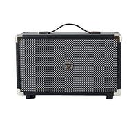 GPO Westwood Retro Bluetooth Speakers, 25 Watt Portable Speaker with Subwoofer, RCA input, Retro Grille, Carry Handle, Black