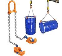 GPOAS Updated Chain Drum Lifter 2200 LBS Load Capacity Barrel Lifter G80 Lifting Chain Sling Vertical Drum Lifter Vertical Hoist Self Locking, Horizontal Lifter for Plastic & Metal Drums,Orange