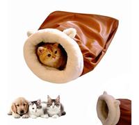 GPPYMX Winter Warming Cat Sleeping Bag, Soft Plush Sleeping Bag for House Cats, Cosy Pet Nest for Cats and Dogs, Portable Calming Pet Nest, Cat Cave Bed, Self-Warming