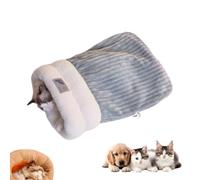 GPPYMX Winter Warming Cat Sleeping Bag，Soft Plush Sleeping Bag for Indoor Cats，Cozy Pet Nest for Cats and Dogs, Portable Calming Pet Nests，Cat Cave Bed Self Warming Bed, Pet Hideway(A-Grey,Medium)