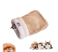 GPPYMX Winter Warming Cat Sleeping Bag，Soft Plush Sleeping Bag for Indoor Cats，Cozy Pet Nest for Cats and Dogs, Portable Calming Pet Nests，Cat Cave Bed Self Warming Bed, Pet Hideway (A-Brown,Large)