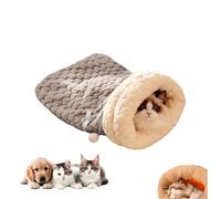 GPPYMX Winter Warming Cat Sleeping Bag，Soft Plush Sleeping Bag for Indoor Cats，Cozy Pet Nest for Cats and Dogs, Portable Calming Pet Nests，Cat Cave Bed Self Warming Bed, Pet Hideway (Large,C-Grey)