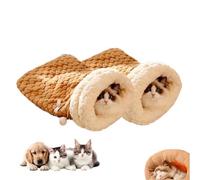 GPPYMX Winter Warming Cat Sleeping Bag，Soft Plush Sleeping Bag for Indoor Cats，Cozy Pet Nest for Cats and Dogs, Portable Calming Pet Nests，Cat Cave Bed Self Warming Bed (2 Pack，C-Brown, Large)