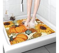 GPRXIOM Fall harvest Pumpkins Non-Slip Bathroom Mat with 120x120cm, Comfortable Bath Tub Mat, Quick Dry Anti Slip PVC Loofah Shower Bathtub Mats for Bathroom, Tub