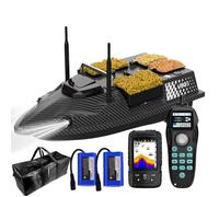 GPS Bait Boat with Echo Sounder Dual Antenna 4 Feeding Chambers RC Fishing Bait Boat with Autopilot & Return Function Feeding Boat Fish Finder with Sonar Sensor
