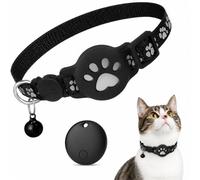 GPS Cat Collar, Cat GPS Tracker, Cat Tracker Collar, Real Time Location, Waterproof and Resistant, Small, Lightweight for Outdoor Cats, Apple Specific (Black)
