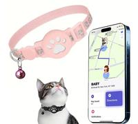 Gps Cat Collar, Gps Cat Tracker, No Monthly Subscription, No Sim, Real-Time Location, Durable Waterproof, Intelligent Anti-Lost Alert, Compatible with Apple/Android Find My(Pink a,IOS+Android)