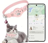 GPS Cat Collar, GPS Tracker Cat Tracker, No Monthly Subscription, No SIM Card, Compatible with Google Find My (Android Only) (Collar + Tracker Pink)