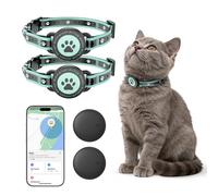 GPS Cat & Dog Tracker Collar (iOS & Android), Mini GPS Bluetooth Dog Tracker, Pet Activity Monitor, No Monthly Fee, Supports Apple Find My & Google Find Hub, Pet & Item Finder Tag, CDYG3 2P Green