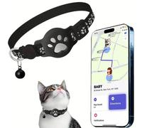 GPS Cat Tracker Collar, GPS Tracker Collar for Cat and Dog, No Subscription & SIM, Compatible with iOS/Android/HarmonyOS, IPX5 Splash-Resistant (iOS, Black)