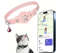 GPS Cat Tracker Collar, GPS Tracker Collar for Cat and Dog, No Subscription & SIM, Compatible with iOS/Android/HarmonyOS, IPX5 Splash-Resistant (iOS, Pink)