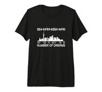 GPS Coordinates China Cityscape Silhouette Skyline Shanghai Premium T-Shirt