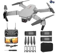 GPS Drone E88 Pro for Adults 1080P Pro Dual Camera Foldable Professional Live Video Drone RC Quadcopter Aircrafts with 2 Extra Batteries - Grey