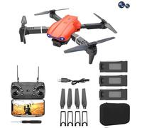 GPS Drone E99 Pro for Adults Pro Dual Camera Foldable Professional Live Video Drone RC Quadcopter Aircrafts with 2 Extra Batteries (Orange)