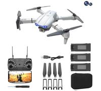 GPS Drone E99 Pro for Adults Pro Dual Camera Foldable Professional Live Video Drone RC Quadcopter Aircrafts with 2 Extra Batteries (Grey)