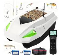 GPS Fishing Bait Boat, 2KG Capacity, Wireless Remote Control, 500M Range, Includes 2x15600mAh Batteries, 100 GPS Points for Bait Release and Trolling