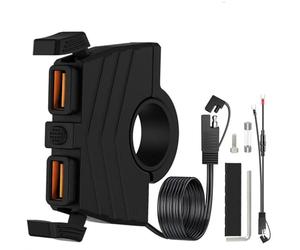 GPS Navigation Bracket 48W Phone Charger Motorcycle Handlebar Quick Charging Socket Waterproof USB Power Adapter For GPS Navigation Motorcycle GPS Bracket(36W Dual QC3.0)